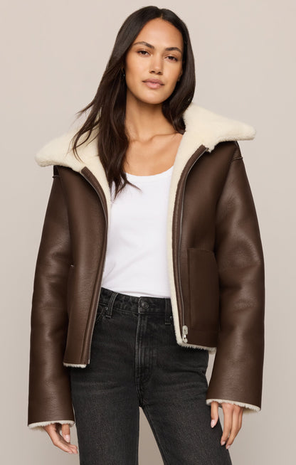 Z SUPPLY Jensen Reversible Faux Shearling Jacket - Dark Chocolate