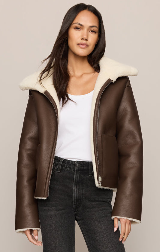 Z SUPPLY Jensen Reversible Faux Shearling Jacket - Dark Chocolate
