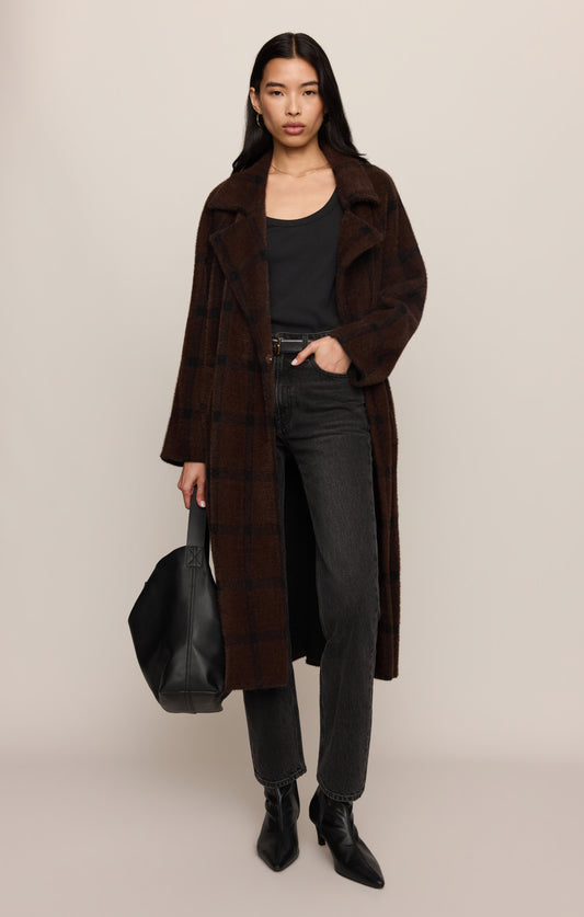 Z SUPPLY Crosby Plaid Cocoon Coat - Dark Chocolate