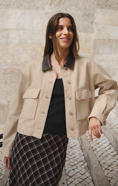Z SUPPLY Rey Cropped Denim Chore Jacket