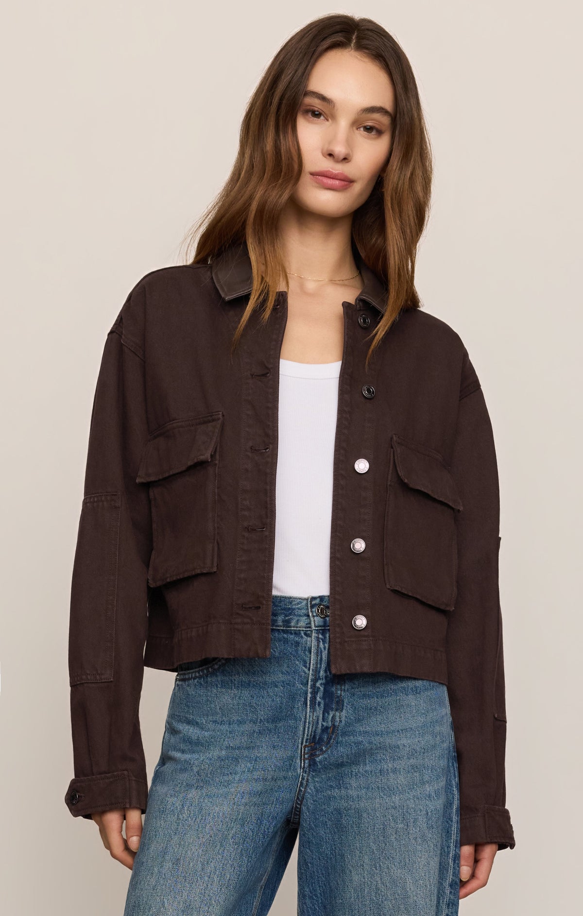 Z SUPPLY Rey Cropped Denim Chore Jacket