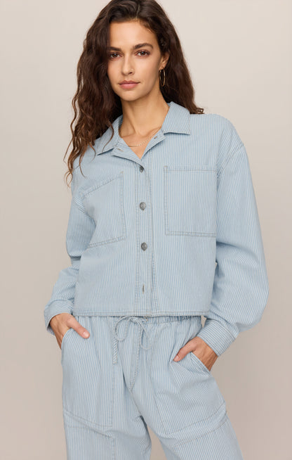 Z SUPPLY Erin Soft Denim Railroad Jacket - Seaboard Stripe