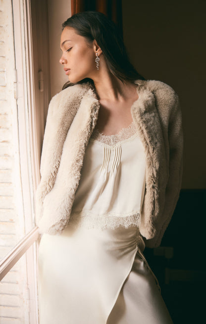 Z SUPPLY Woodland Faux Fur Jacket - Frosted Pearl