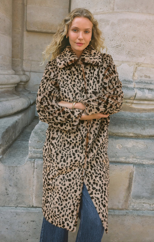 Z SUPPLY Suki Leopard Faux Fur Coat - Natural