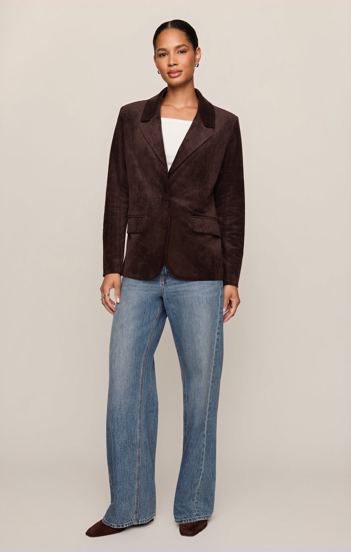 Z SUPPLY Evan Faux Suede Oversized Blazer - Dark Roast