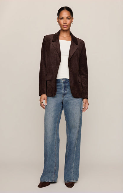 Z SUPPLY Evan Faux Suede Oversized Blazer - Dark Roast