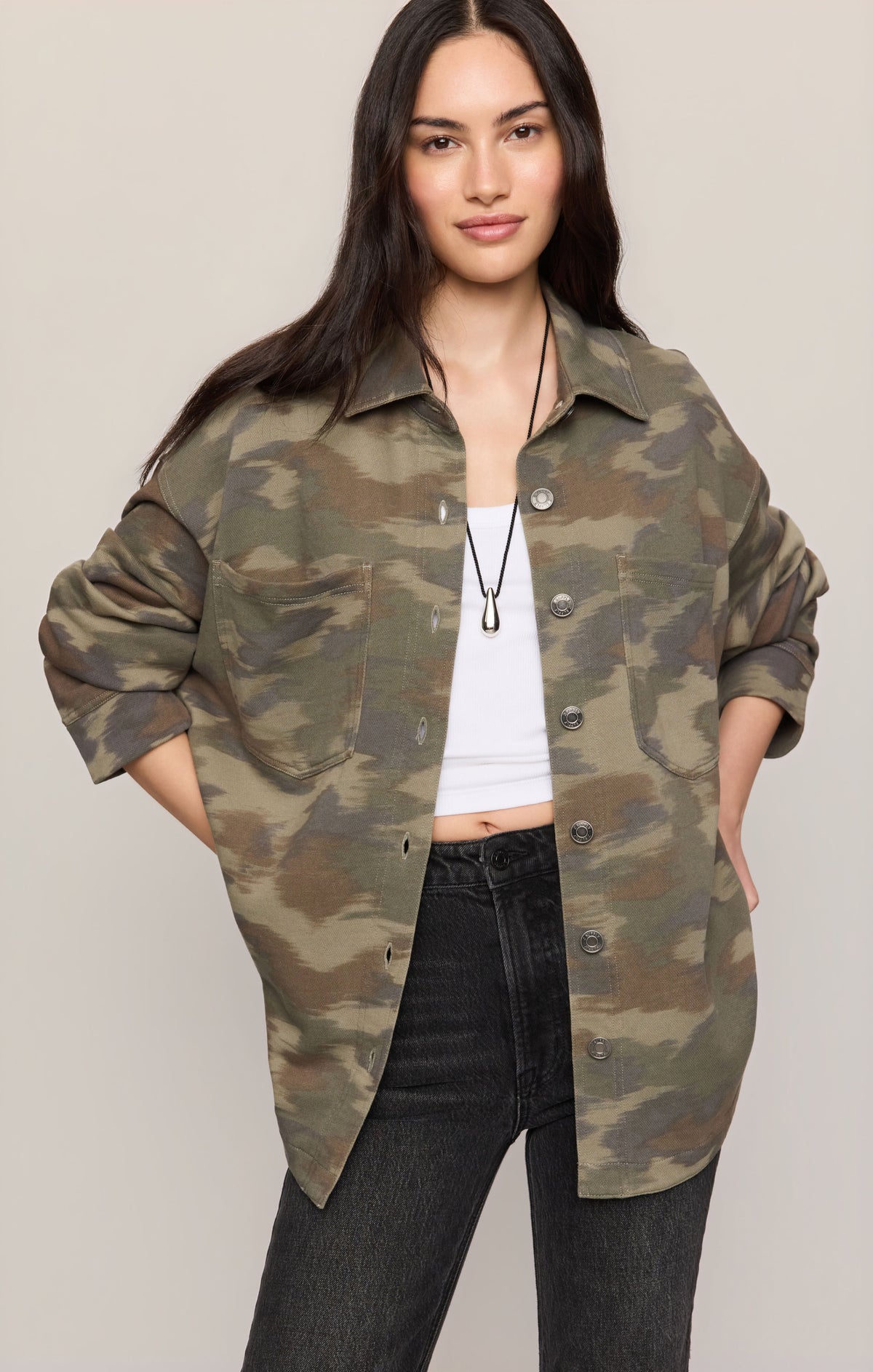 Z SUPPLY All Day Painterly Camo Jacket - Classic Olive