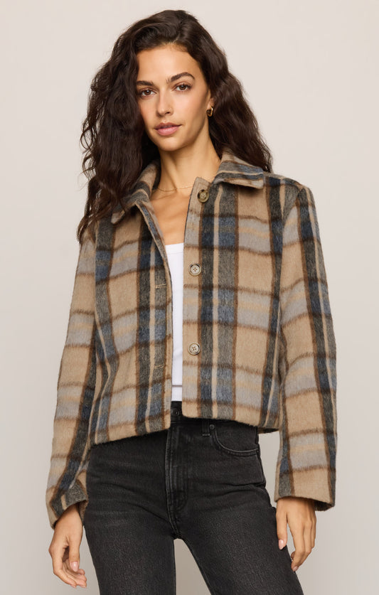 Z SUPPLY Petra Plaid Cropped Jacket - Light Toffee