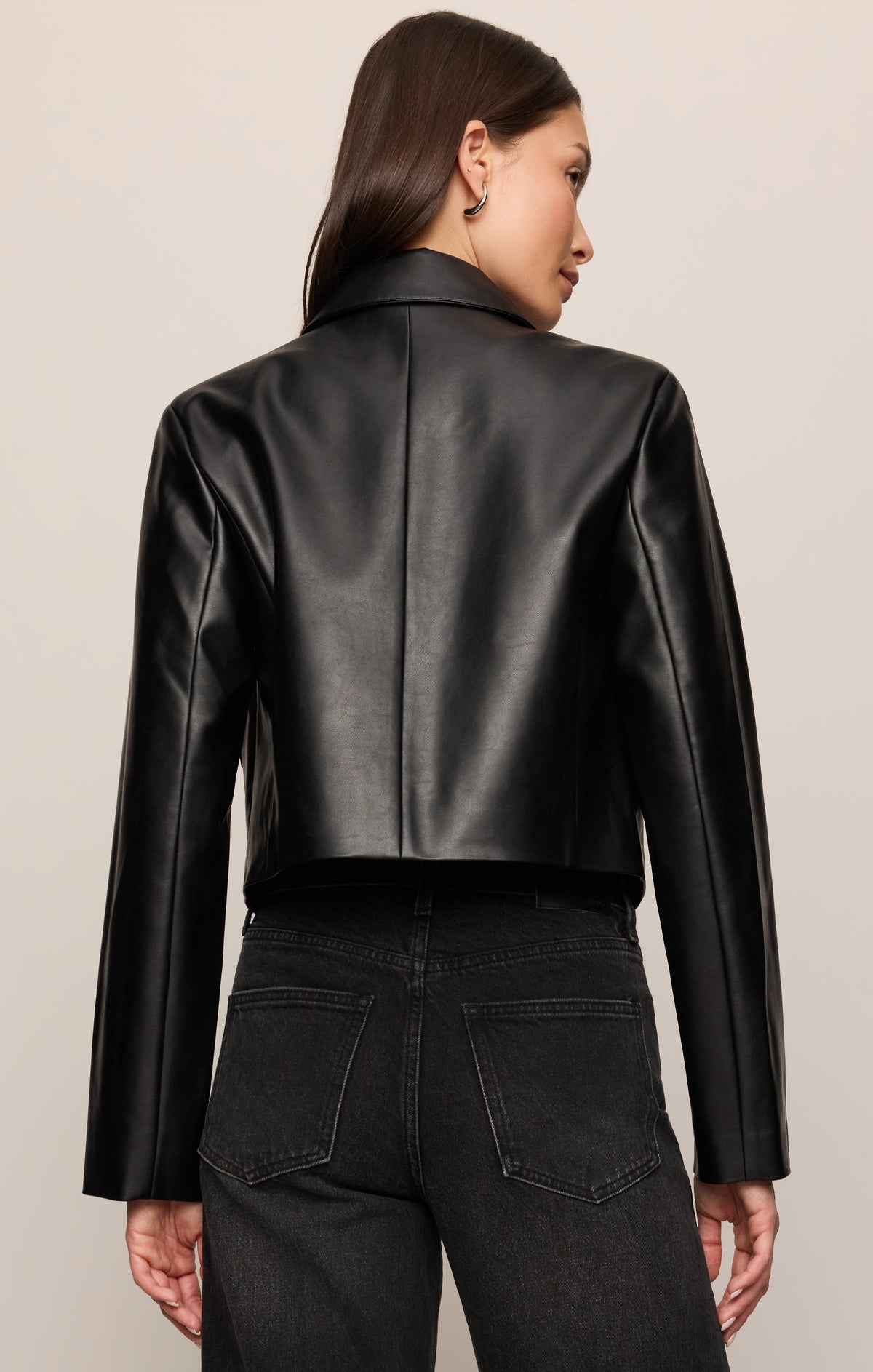 Z SUPPLY Ainsley Faux Cropped Leather Jacket - Black
