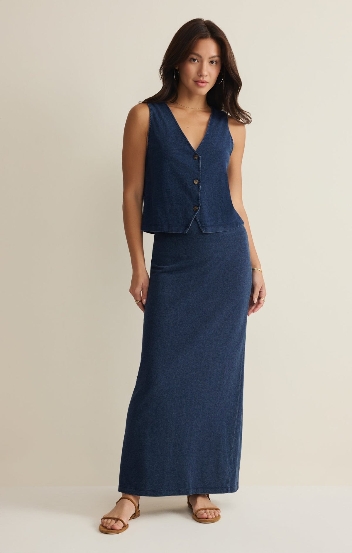 Z SUPPLY Gail Jersey Denim Midi Skirt