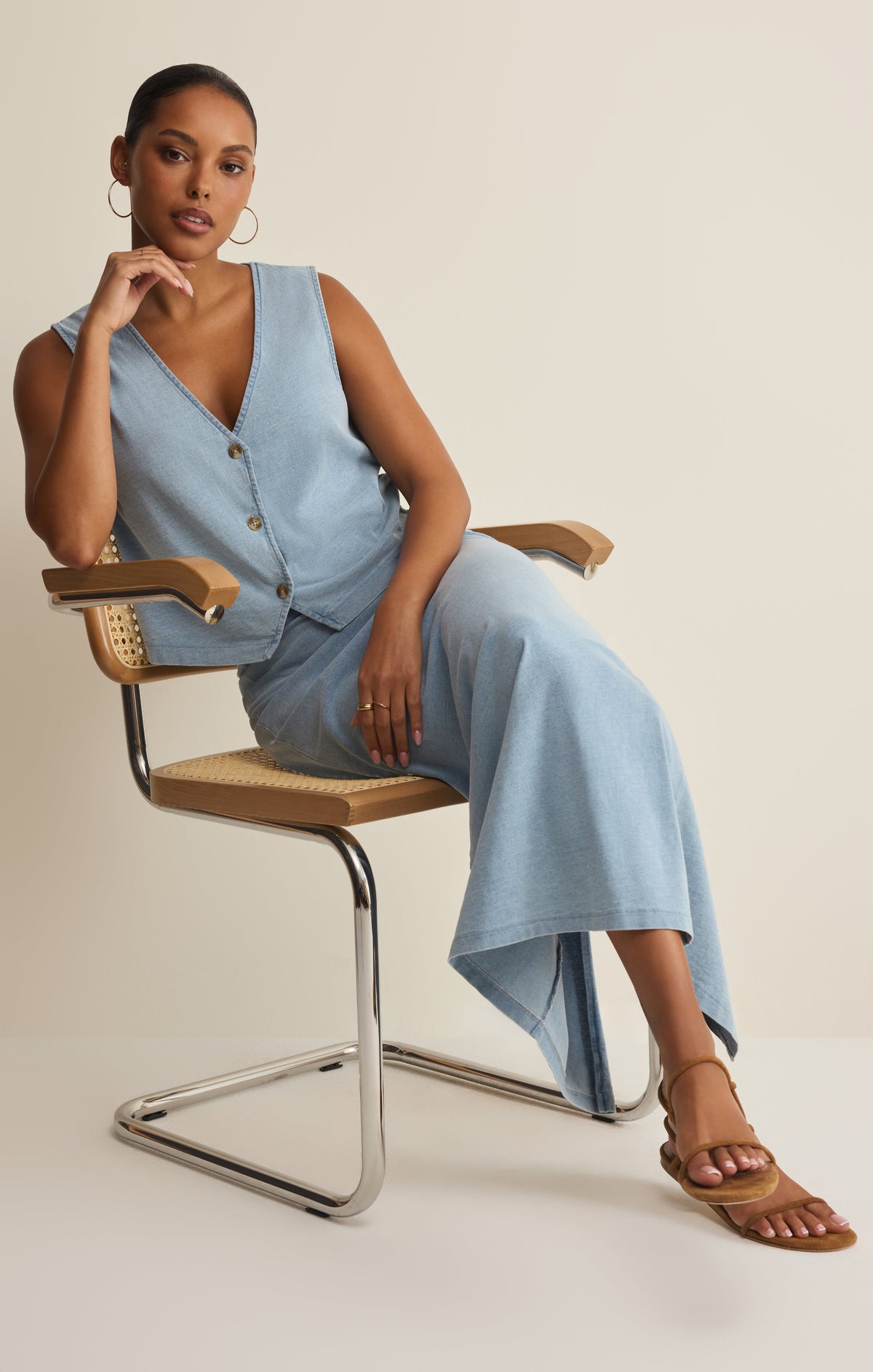 Z SUPPLY Gail Jersey Denim Midi Skirt