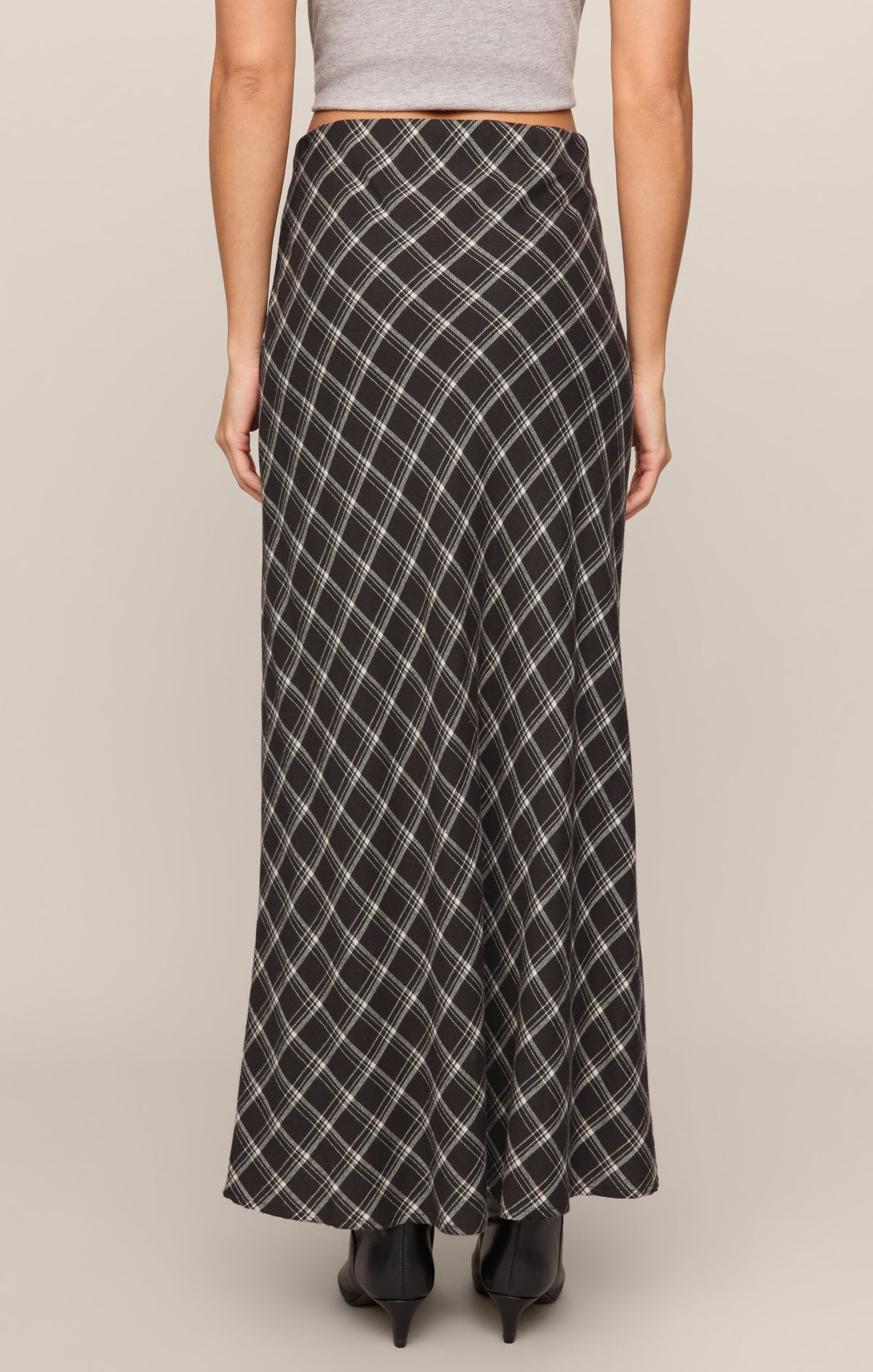 Z SUPPLY Europa Plaid Maxi Skirt - Ash Black
