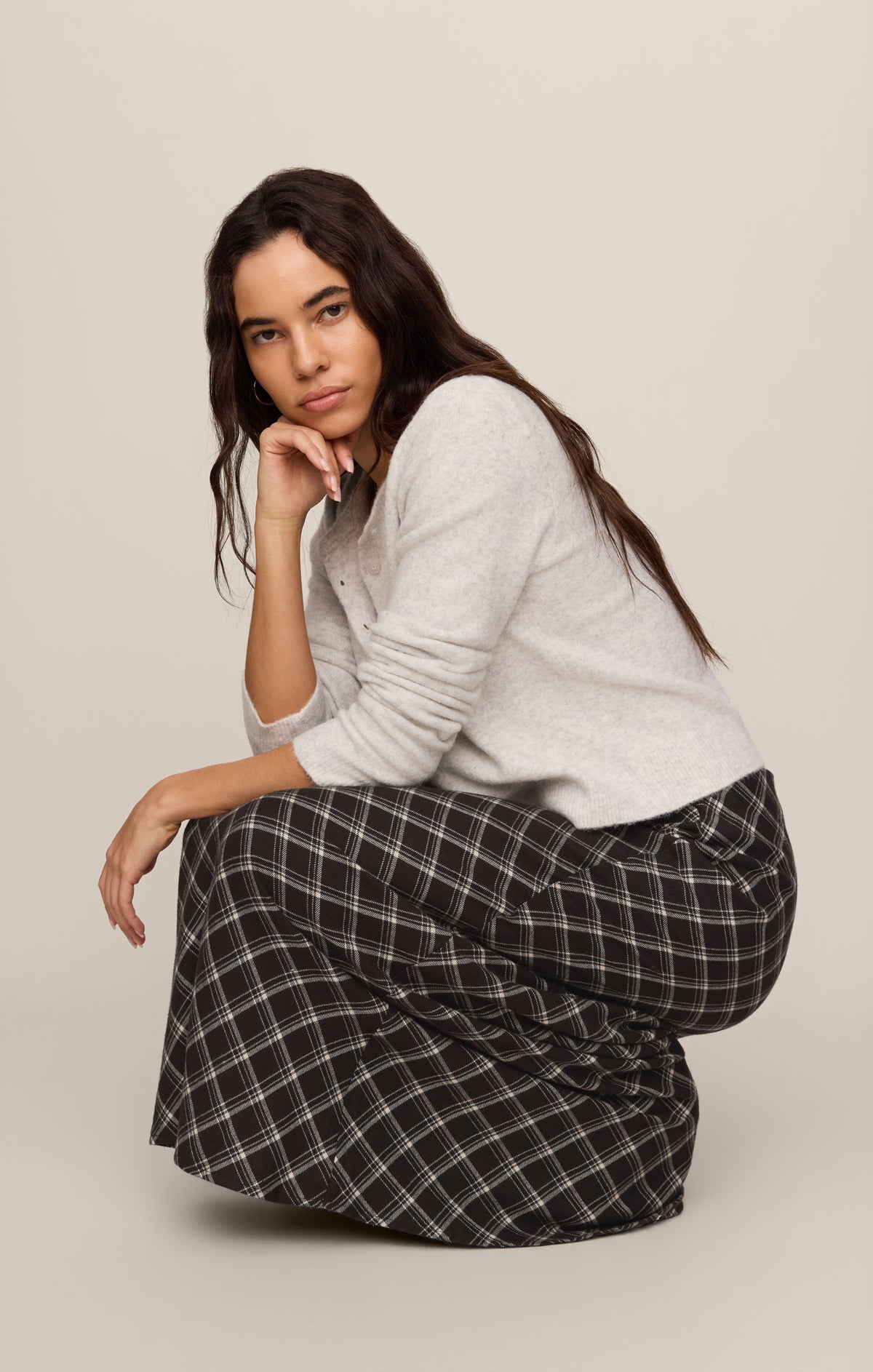 Z SUPPLY Europa Plaid Maxi Skirt - Ash Black