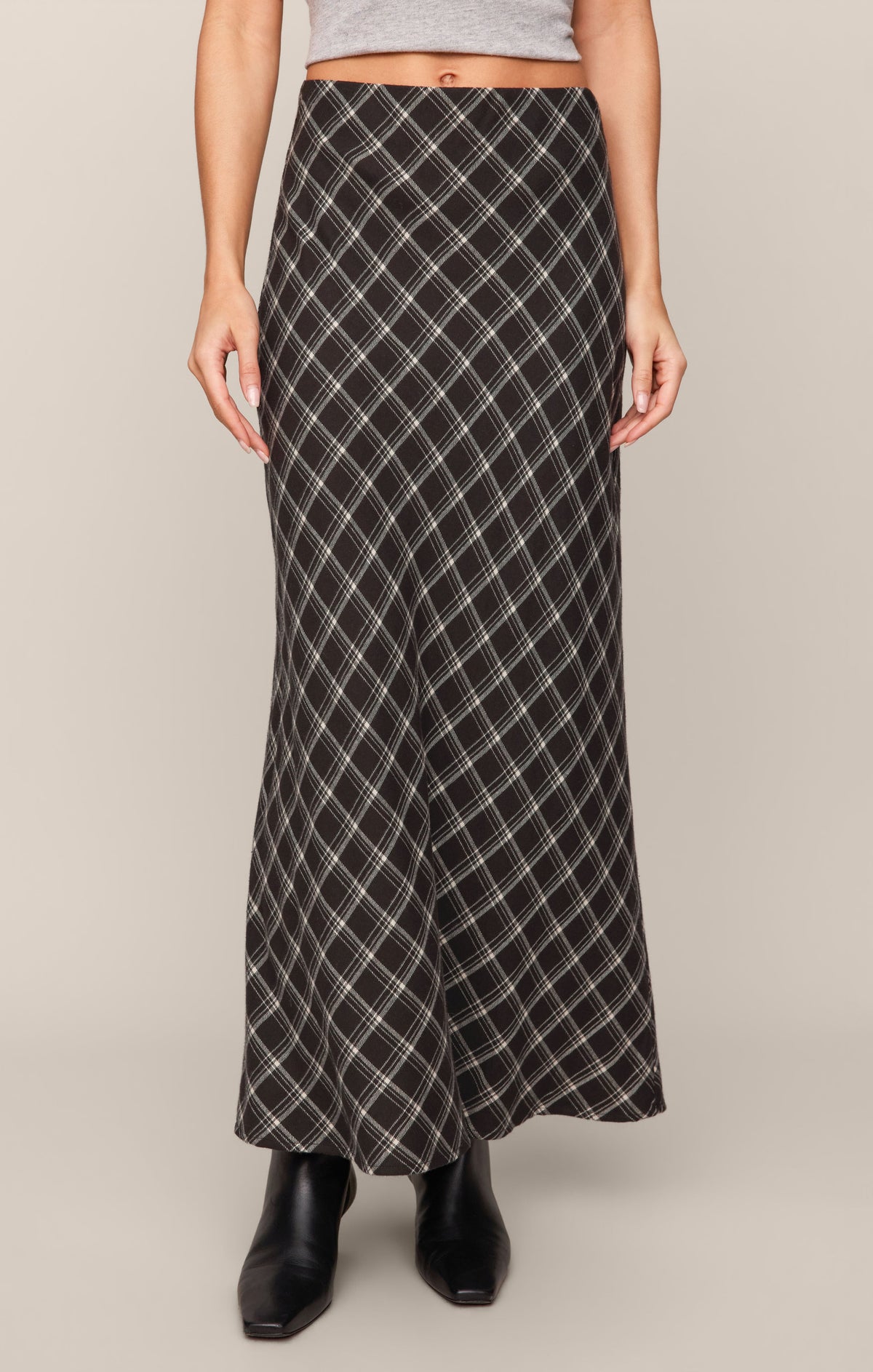 Z SUPPLY Europa Plaid Maxi Skirt - Ash Black