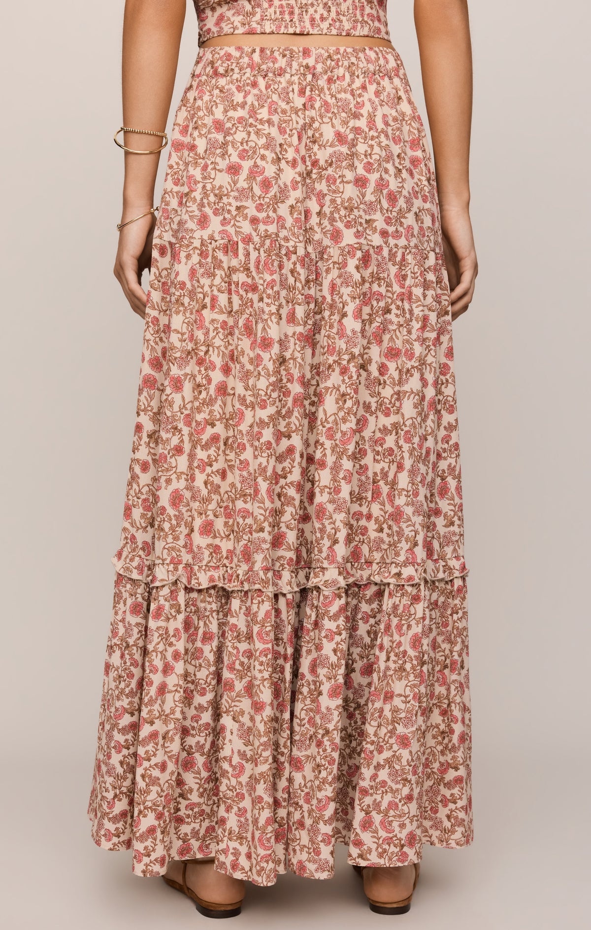 Z SUPPLY Mora Floral Maxi Skirt - Sandshell