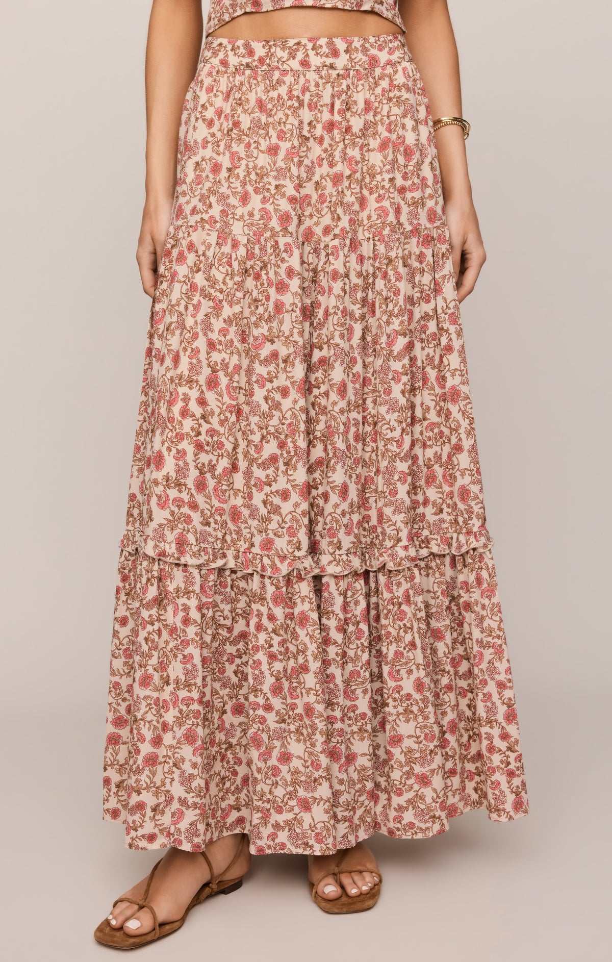 Z SUPPLY Mora Floral Maxi Skirt - Sandshell