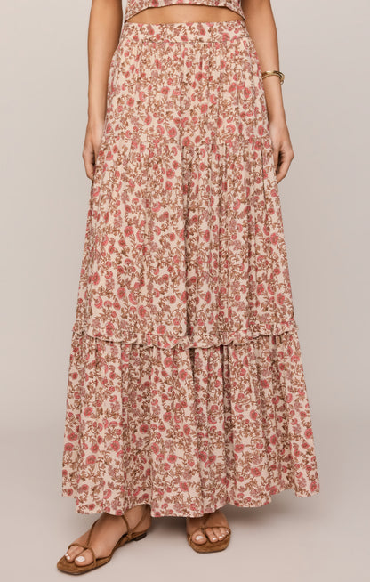 Z SUPPLY Mora Floral Maxi Skirt - Sandshell
