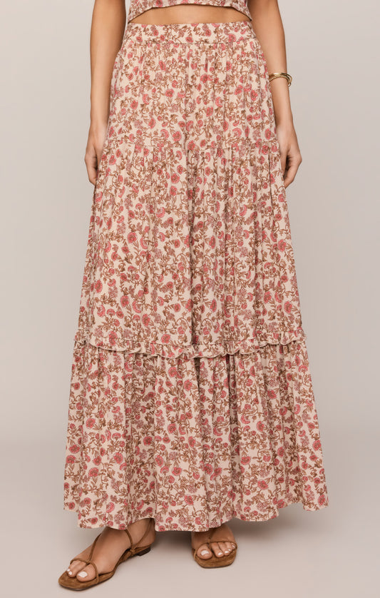 Z SUPPLY Mora Floral Maxi Skirt - Sandshell