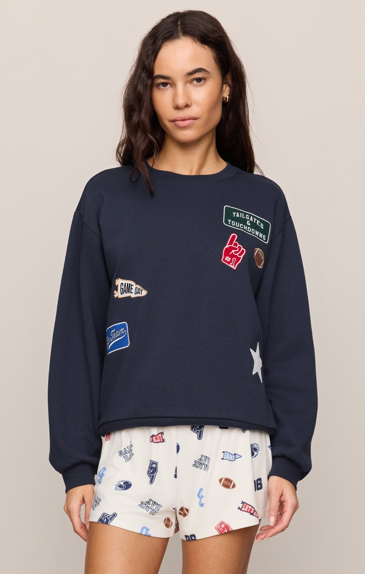 Z SUPPLY Boyfriend Patch Sweatshirt - Eclipse