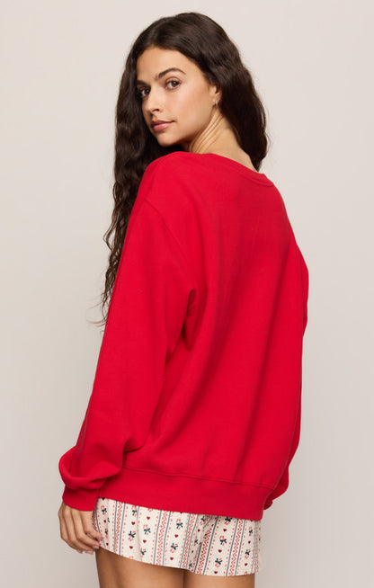 Z SUPPLY Holiday Cheer Embroidered Sweatshirt - Ruby Red