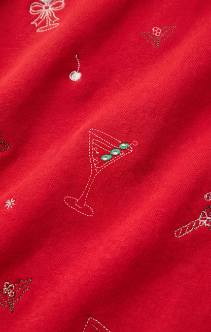 Z SUPPLY Holiday Cheer Embroidered Sweatshirt - Ruby Red