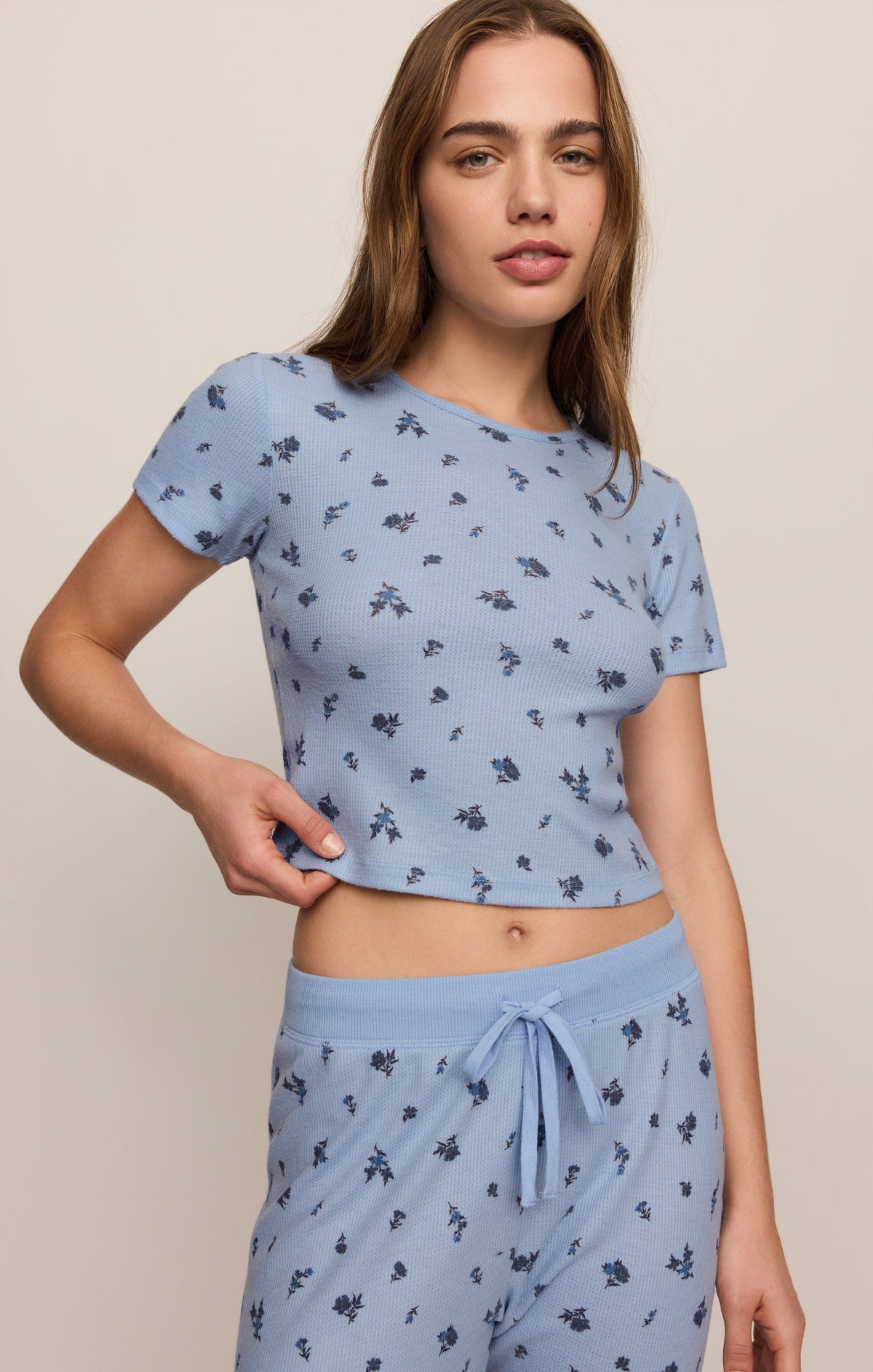 Z SUPPLY Floral Thermal Tee - Crystal Blue