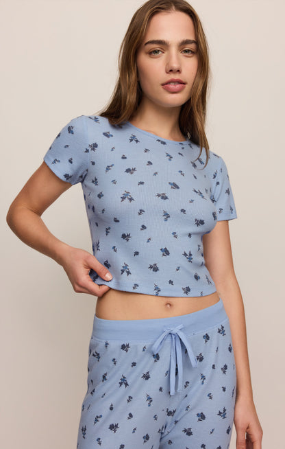 Z SUPPLY Floral Thermal Tee - Crystal Blue
