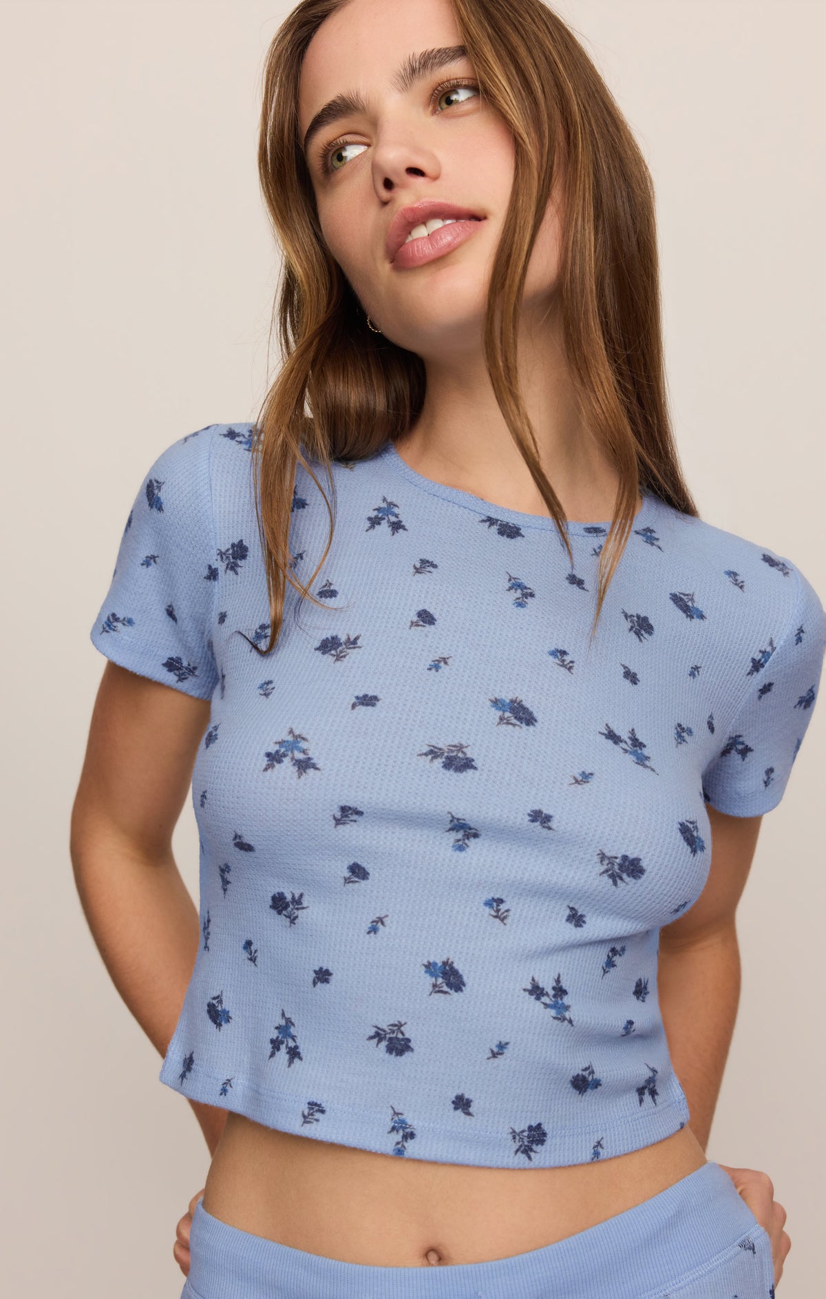 Z SUPPLY Floral Thermal Tee - Crystal Blue