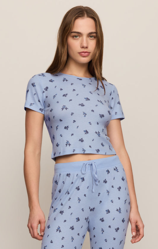 Z SUPPLY Floral Thermal Tee - Crystal Blue