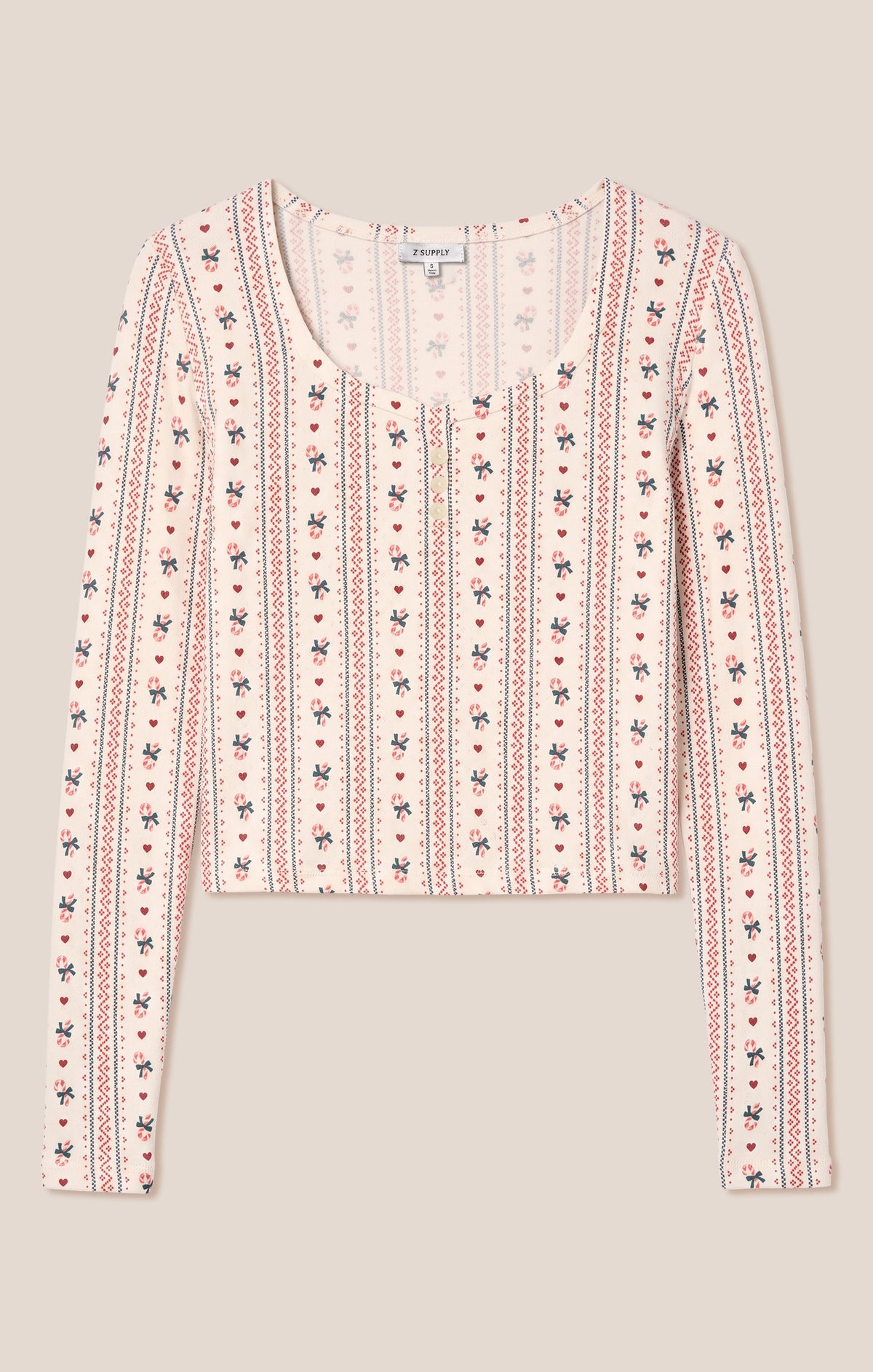 Z SUPPLY Candy Cane Long Sleeve Top - Vanilla Ice