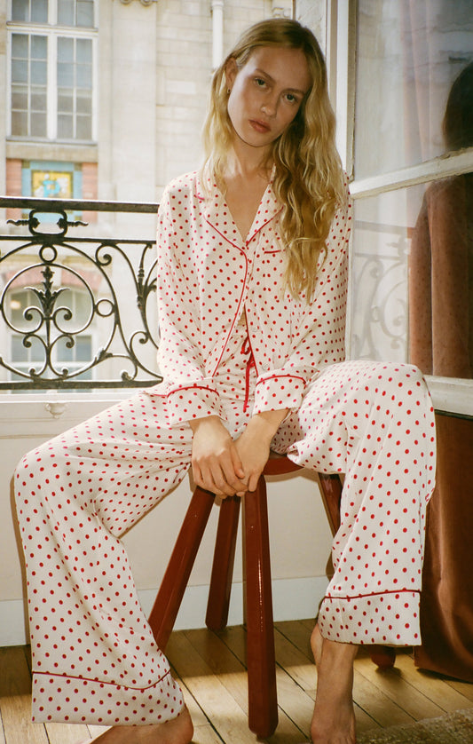 Z SUPPLY Snuggle Dot Satin PJ Set - Vanilla Ice