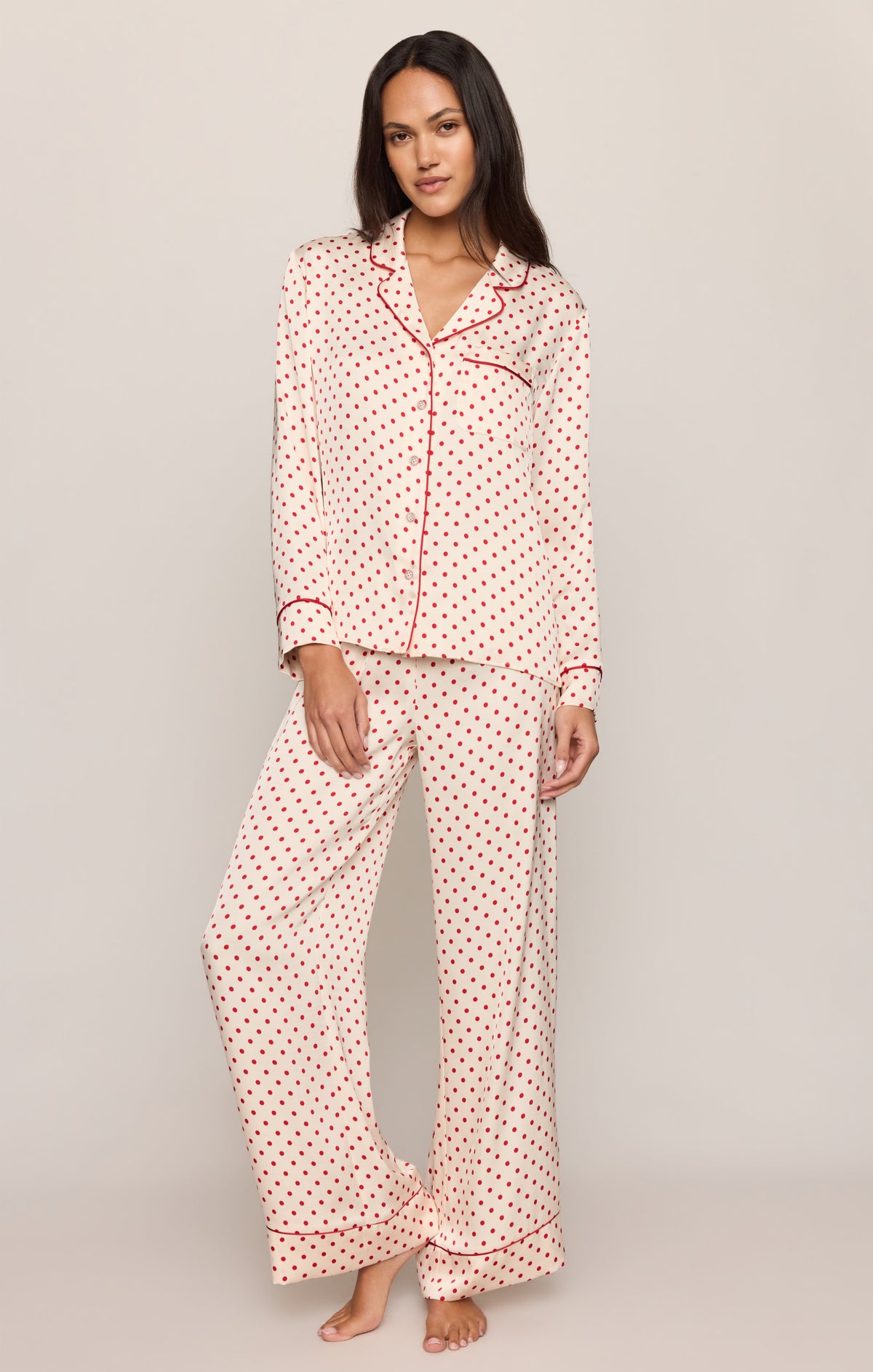 Z SUPPLY Snuggle Dot Satin PJ Set - Vanilla Ice