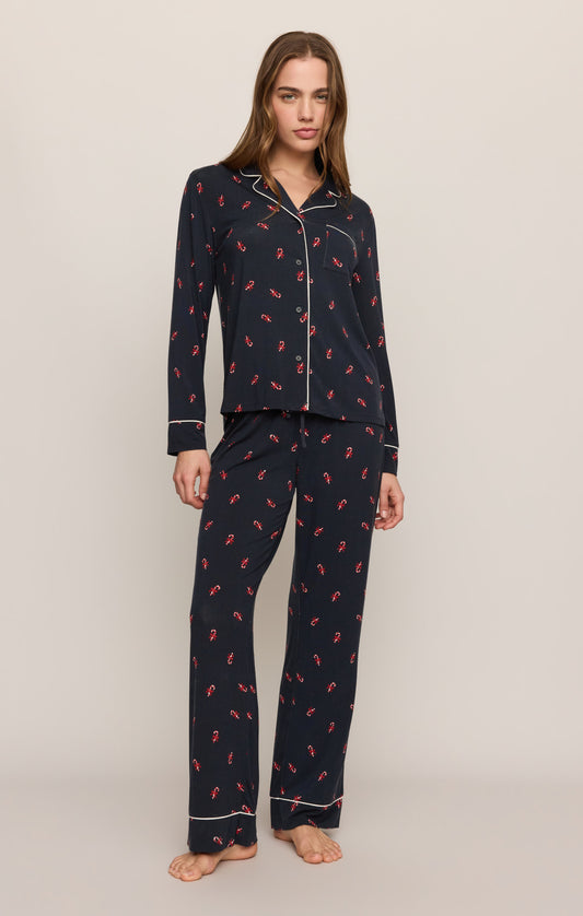 Z SUPPLY Snuggle Candy Cane Jersey PJ Set - Eclipse