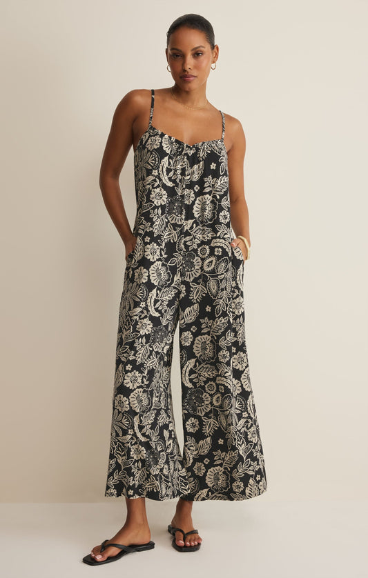 Z SUPPLY Day Off Luz Floral Jumpsuit - Black