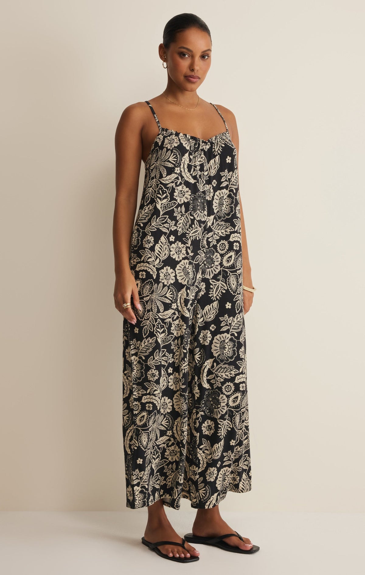 Z SUPPLY Day Off Luz Floral Jumpsuit - Black