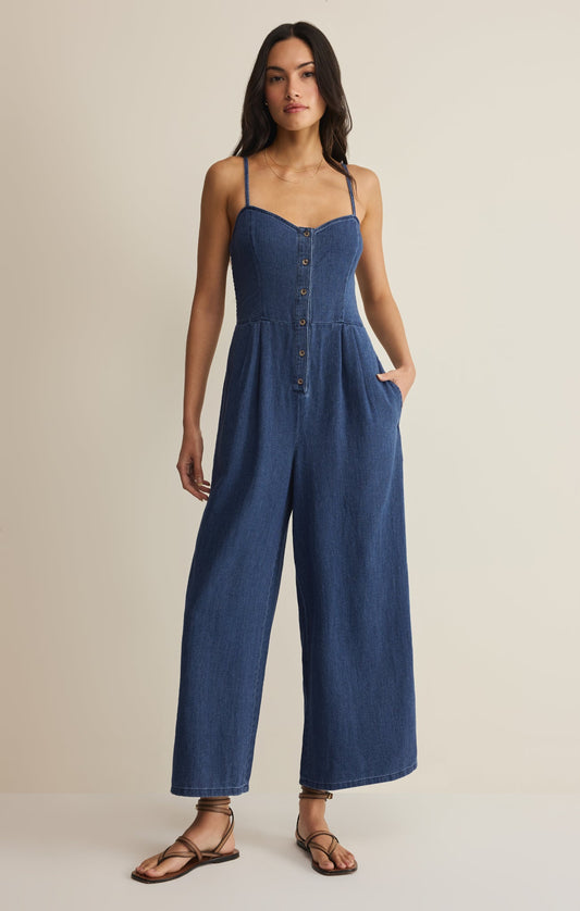 Z SUPPLY Angel Eyes Twill Jumpsuit - Twilight Blue