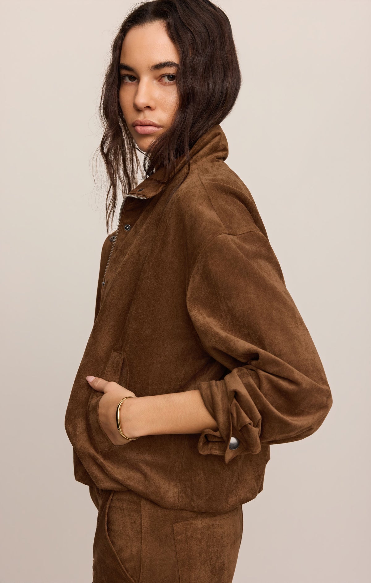 Z SUPPLY Cecile Faux Suede Wide Leg Pant - Saddle Suede