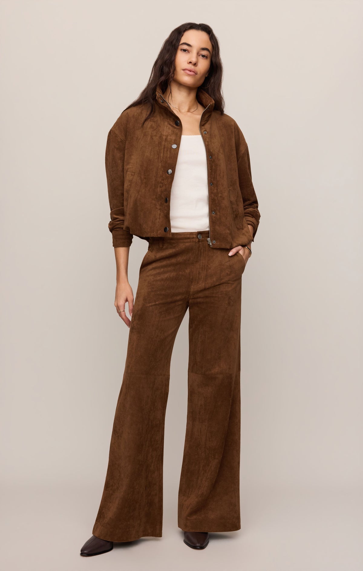 Z SUPPLY Cecile Faux Suede Wide Leg Pant - Saddle Suede