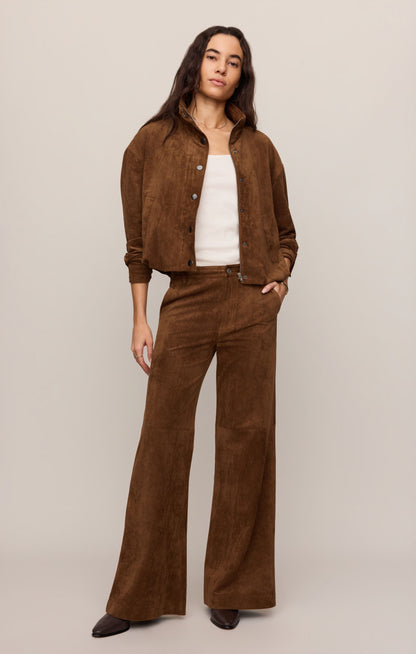 Z SUPPLY Cecile Faux Suede Wide Leg Pant - Saddle Suede