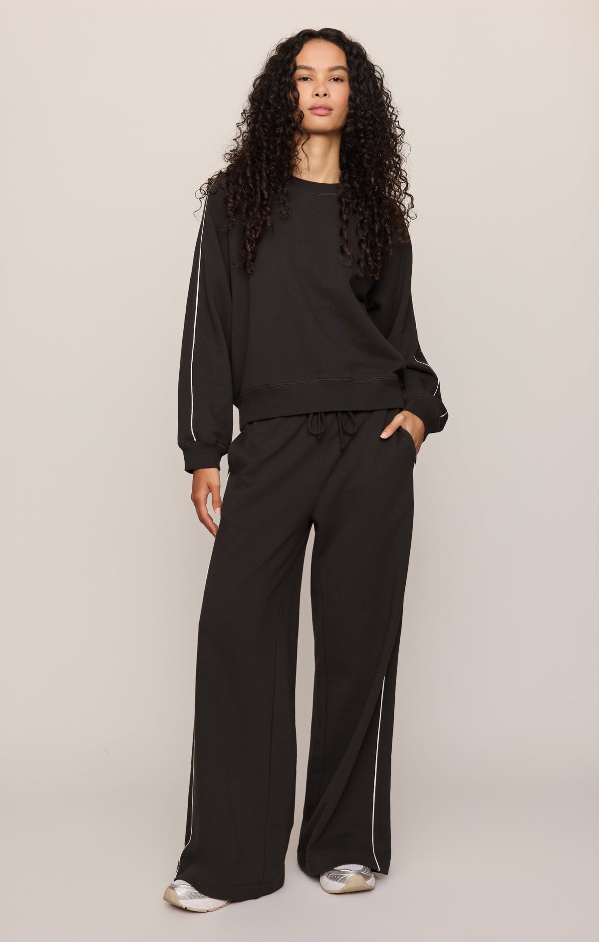 Z SUPPLY Sport Stripe Knit Terry Pant - Ash Black