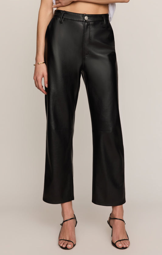 Z SUPPLY Vesper Faux Leather Bowed Leg Pant - Black