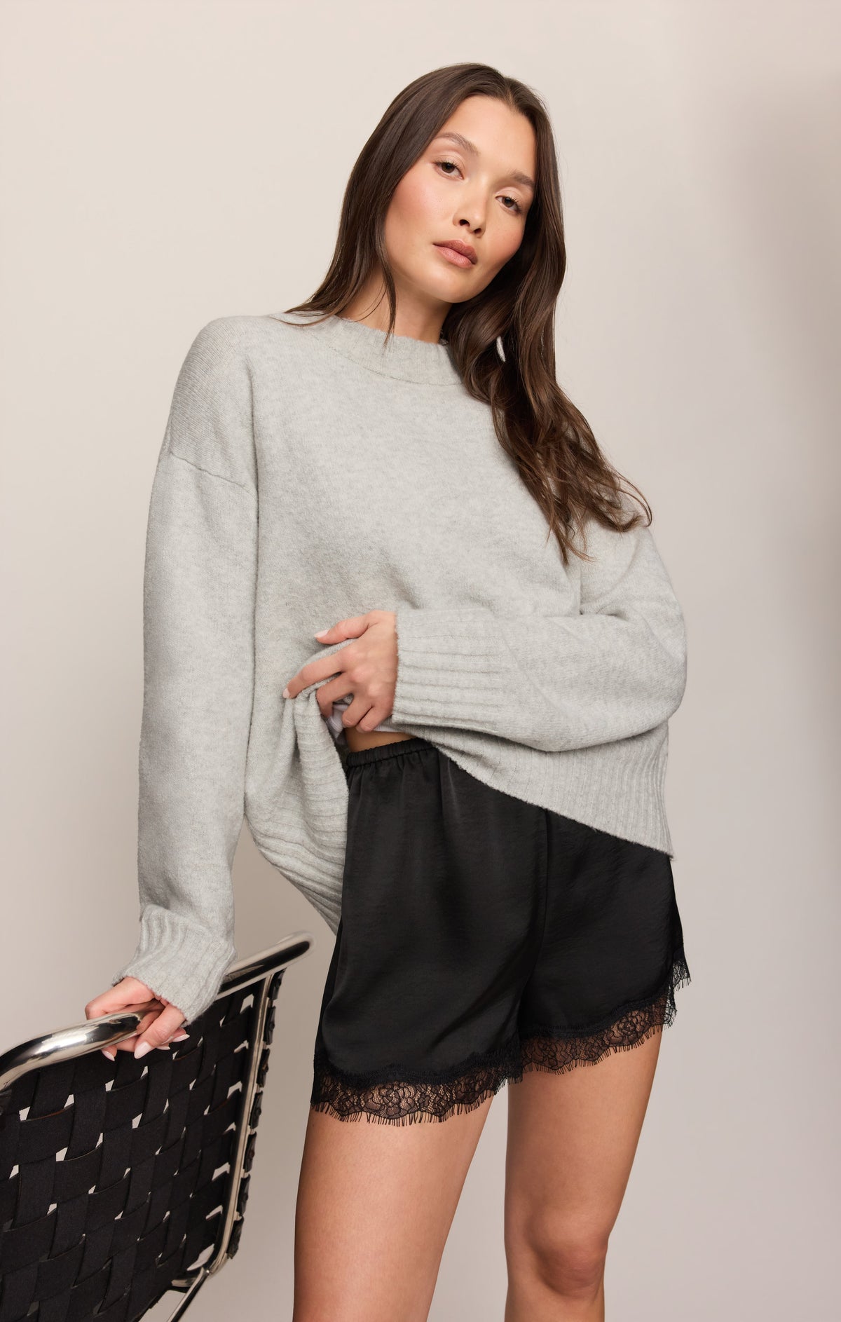 Z SUPPLY Caprice Luxe Satin Lace Short