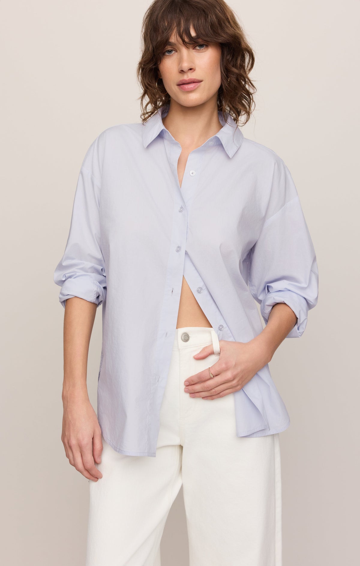 Z SUPPLY Elevated Poplin Relaxed Button Up Top