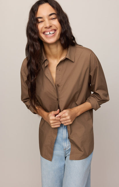 Z SUPPLY Elevated Poplin Relaxed Button Up Top
