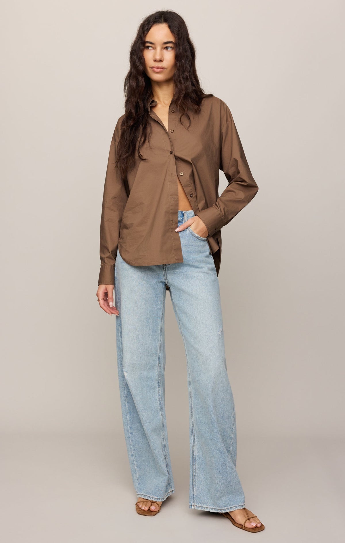 Z SUPPLY Elevated Poplin Relaxed Button Up Top