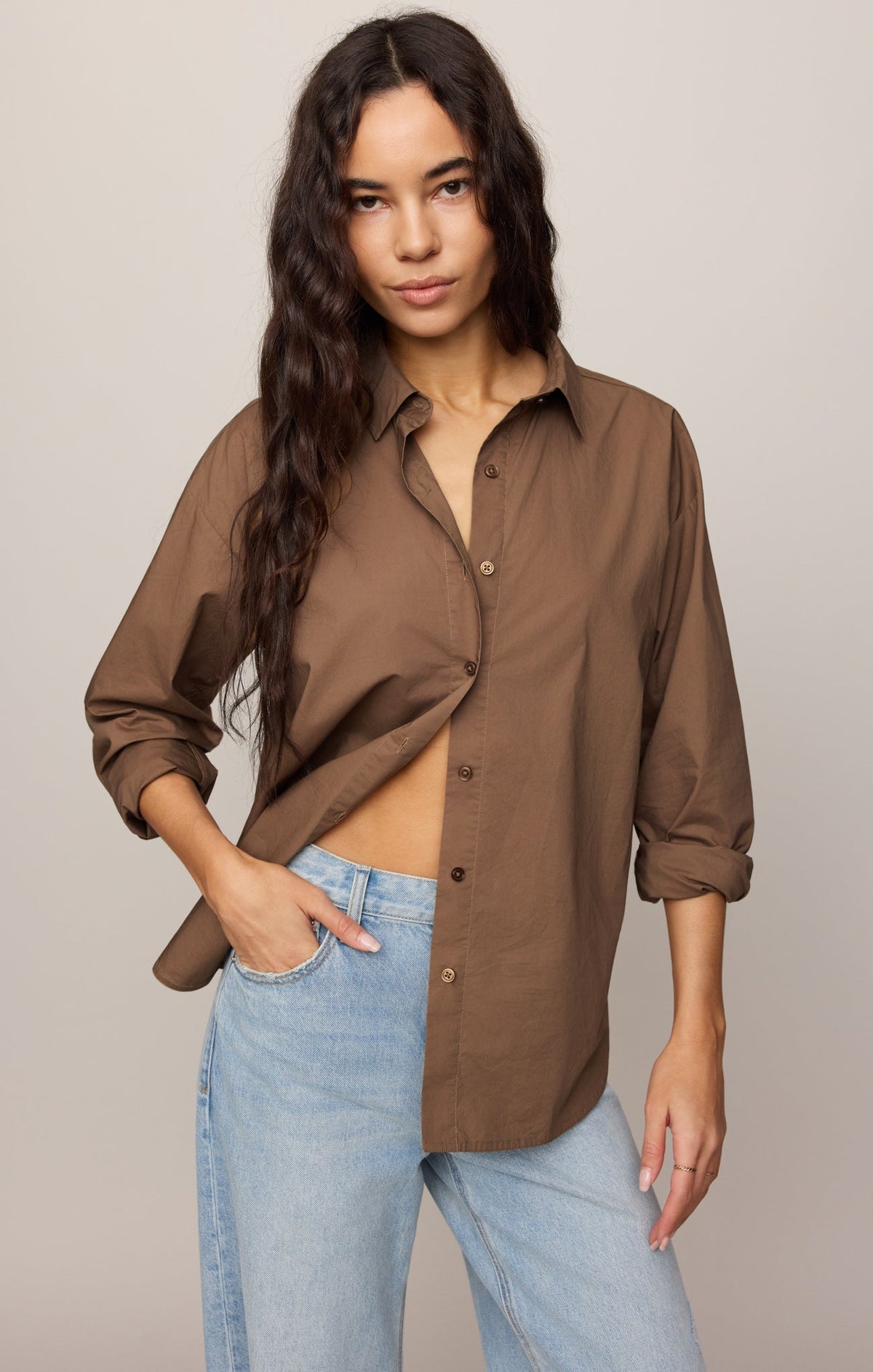Z SUPPLY Elevated Poplin Relaxed Button Up Top