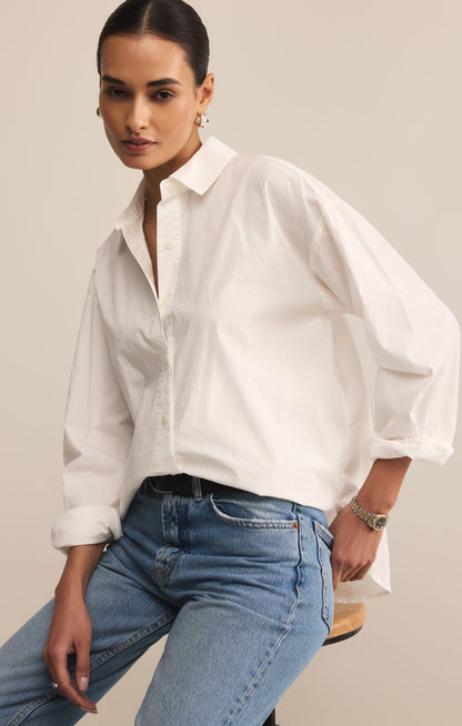 Z SUPPLY Elevated Poplin Relaxed Button Up Top