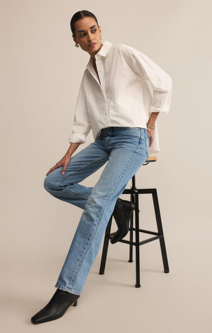 Z SUPPLY Elevated Poplin Relaxed Button Up Top