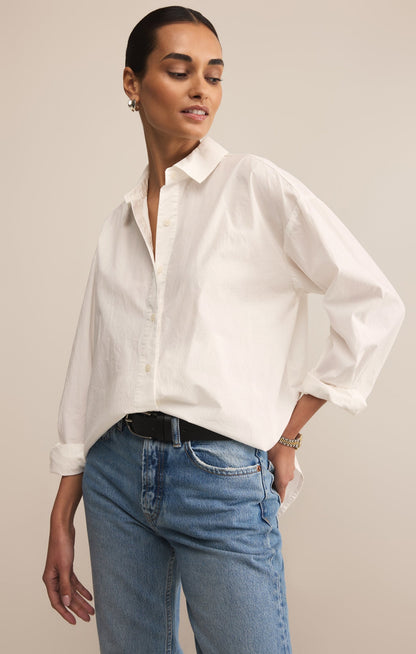 Z SUPPLY Elevated Poplin Relaxed Button Up Top