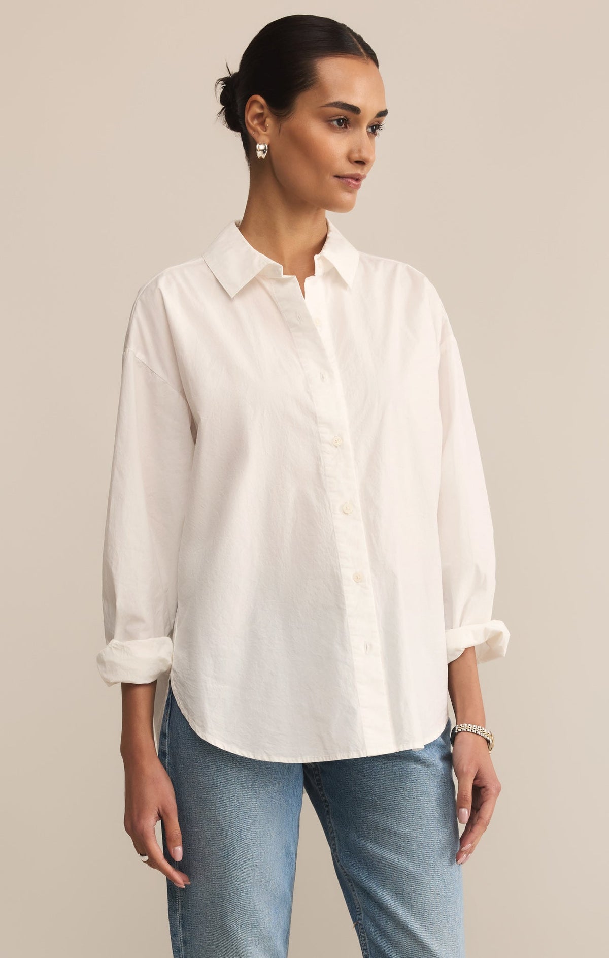 Z SUPPLY Elevated Poplin Relaxed Button Up Top